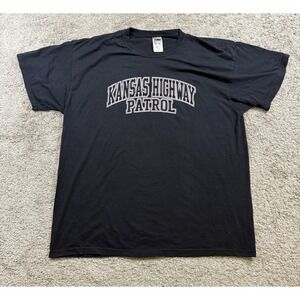 Vintage Kansas Highway Patrol Black Spellout Graphic Shirt‎ 2000s Police Y2K 2XL